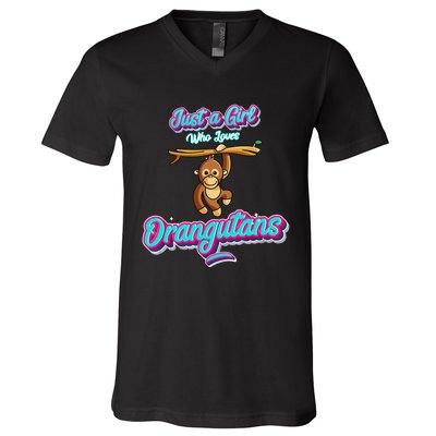 Just a Girl Who Loves Orangutans V-Neck T-Shirt