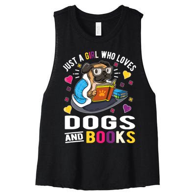 Just A Girl Who Loves Dogs And Books Women's Racerback Cropped Tank