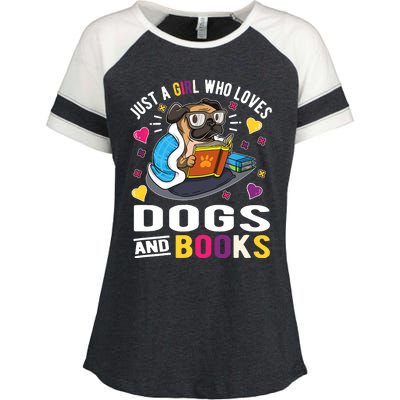 Just A Girl Who Loves Dogs And Books Enza Ladies Jersey Colorblock Tee