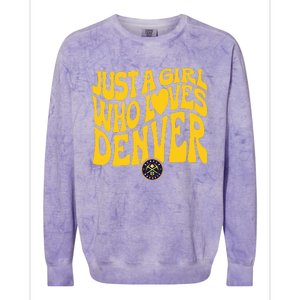 Just A Girl Who Loves D.E.N.V.E.R Nuggets Wavy Colorblast Crewneck Sweatshirt