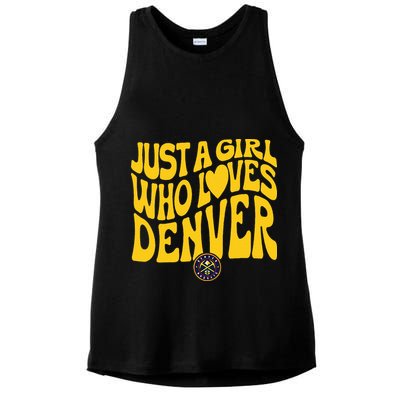 Just A Girl Who Loves D.E.N.V.E.R Nuggets Wavy Ladies PosiCharge Tri-Blend Wicking Tank