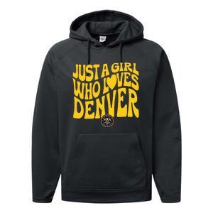 Just A Girl Who Loves D.E.N.V.E.R Nuggets Wavy Performance Fleece Hoodie