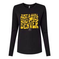 Just A Girl Who Loves D.E.N.V.E.R Nuggets Wavy Womens Cotton Relaxed Long Sleeve T-Shirt