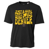 Just A Girl Who Loves D.E.N.V.E.R Nuggets Wavy Cooling Performance Crew T-Shirt