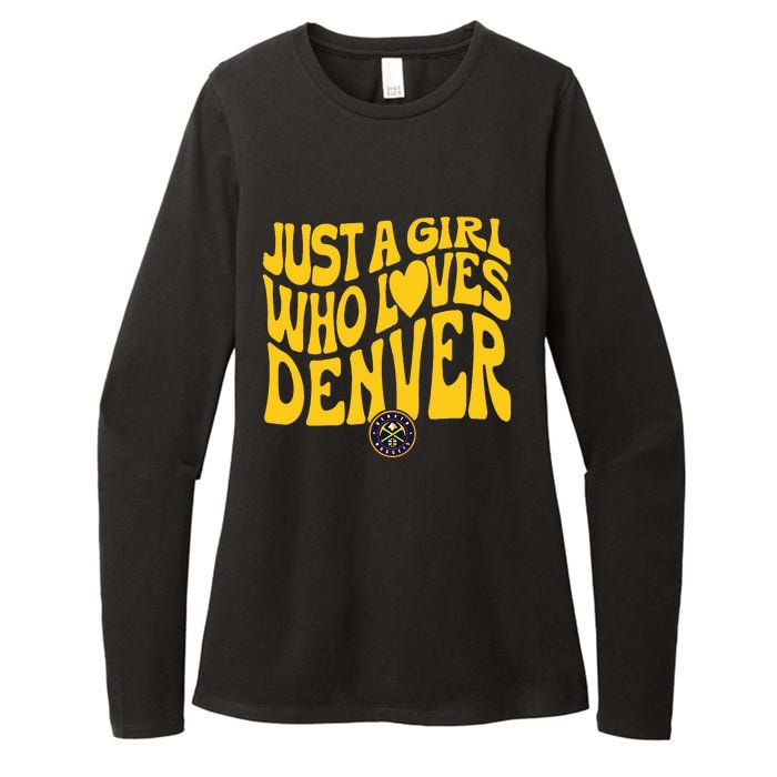 Just A Girl Who Loves D.E.N.V.E.R Nuggets Wavy Womens CVC Long Sleeve Shirt