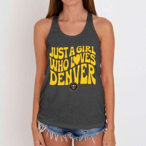 Just A Girl Who Loves D.E.N.V.E.R Nuggets Wavy Women's Knotted Racerback Tank