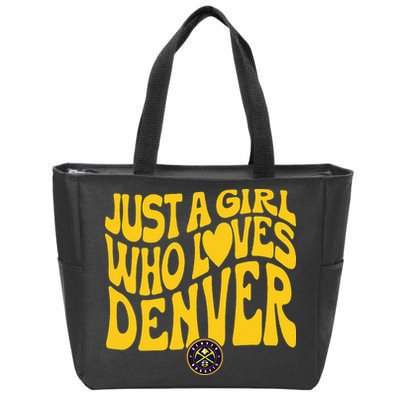 Just A Girl Who Loves D.E.N.V.E.R Nuggets Wavy Zip Tote Bag