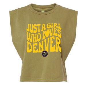 Just A Girl Who Loves D.E.N.V.E.R Nuggets Wavy Garment-Dyed Women's Muscle Tee