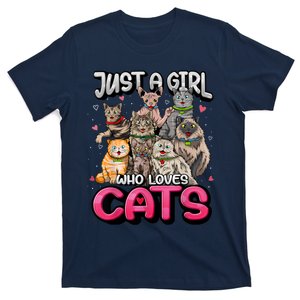 Just A Girl Who Loves Cats Cute Cat Lover Cat Mom Girl T-Shirt