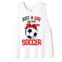 Just A Girl Who Loves Soccer Girl Women's Racerback Cropped Tank