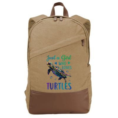 Just A Girl Who Loves Turtles Watercolor Sea Ocean Gift Cotton Canvas Backpack