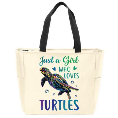 Just A Girl Who Loves Turtles Watercolor Sea Ocean Gift Zip Tote Bag