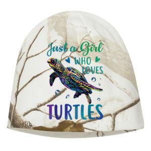 Just A Girl Who Loves Turtles Watercolor Sea Ocean Gift Kati - Camo Knit Beanie