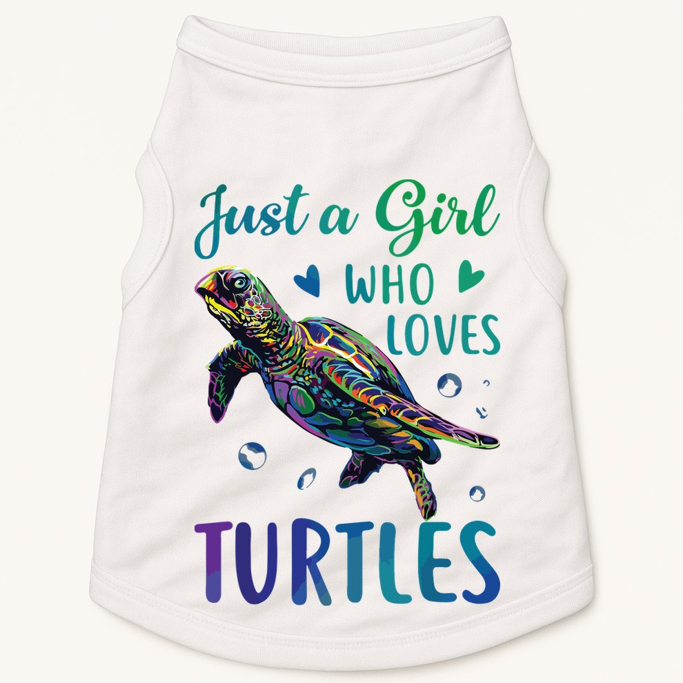Just A Girl Who Loves Turtles Watercolor Sea Ocean Gift Doggie Tank