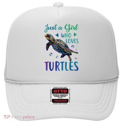 Just A Girl Who Loves Turtles Watercolor Sea Ocean Gift High Crown Mesh Back Trucker Hat