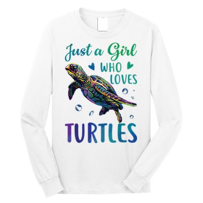 Just A Girl Who Loves Turtles Watercolor Sea Ocean Gift Long Sleeve Shirt