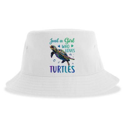Just A Girl Who Loves Turtles Watercolor Sea Ocean Gift Sustainable Bucket Hat