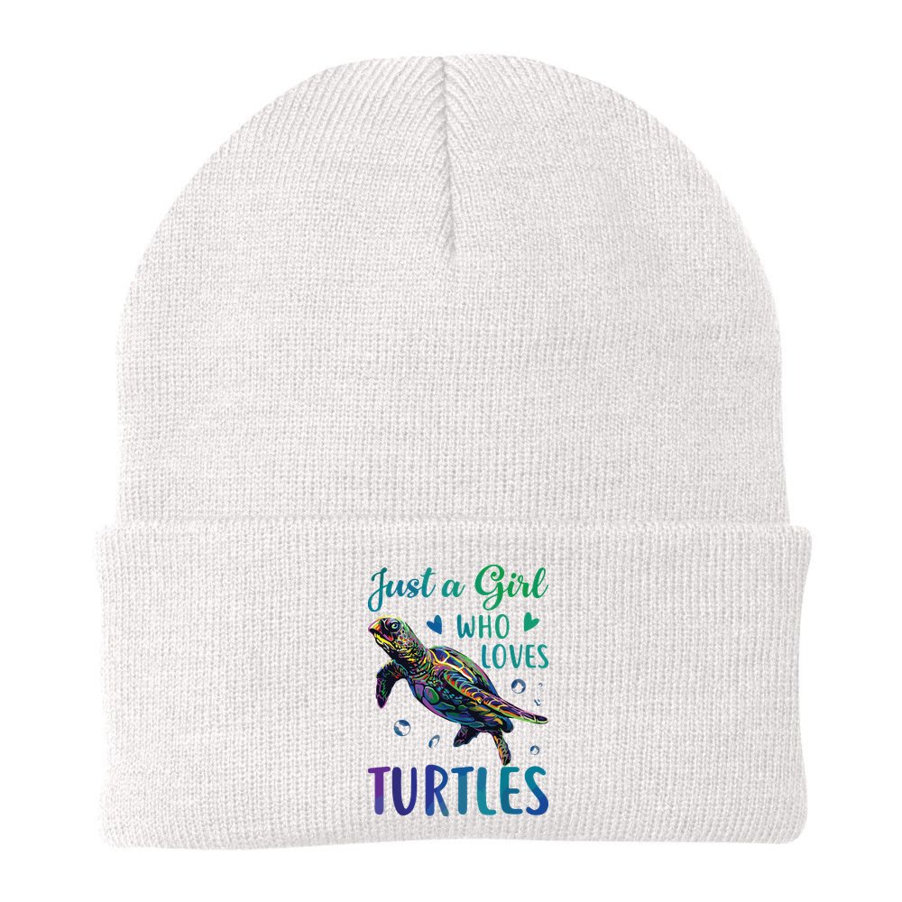 Just A Girl Who Loves Turtles Watercolor Sea Ocean Gift Beanie
