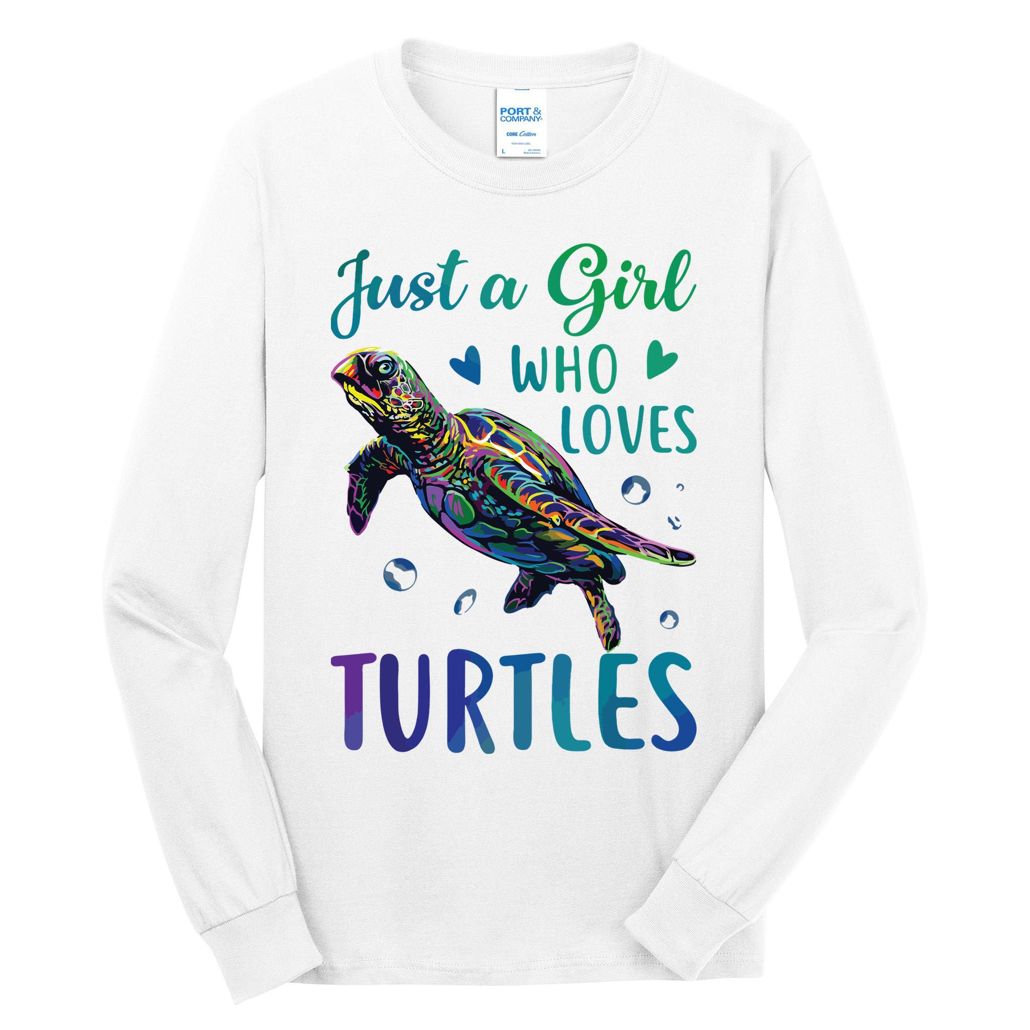 Just A Girl Who Loves Turtles Watercolor Sea Ocean Gift Tall Long Sleeve T-Shirt