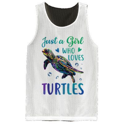Just A Girl Who Loves Turtles Watercolor Sea Ocean Gift Mesh Reversible Basketball Jersey Tank