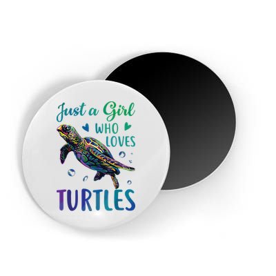 Just A Girl Who Loves Turtles Watercolor Sea Ocean Gift Magnet