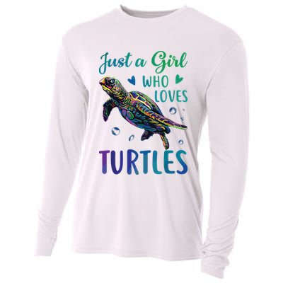 Just A Girl Who Loves Turtles Watercolor Sea Ocean Gift Cooling Performance Long Sleeve Crew