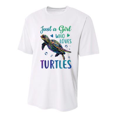 Just A Girl Who Loves Turtles Watercolor Sea Ocean Gift Youth Performance Sprint T-Shirt