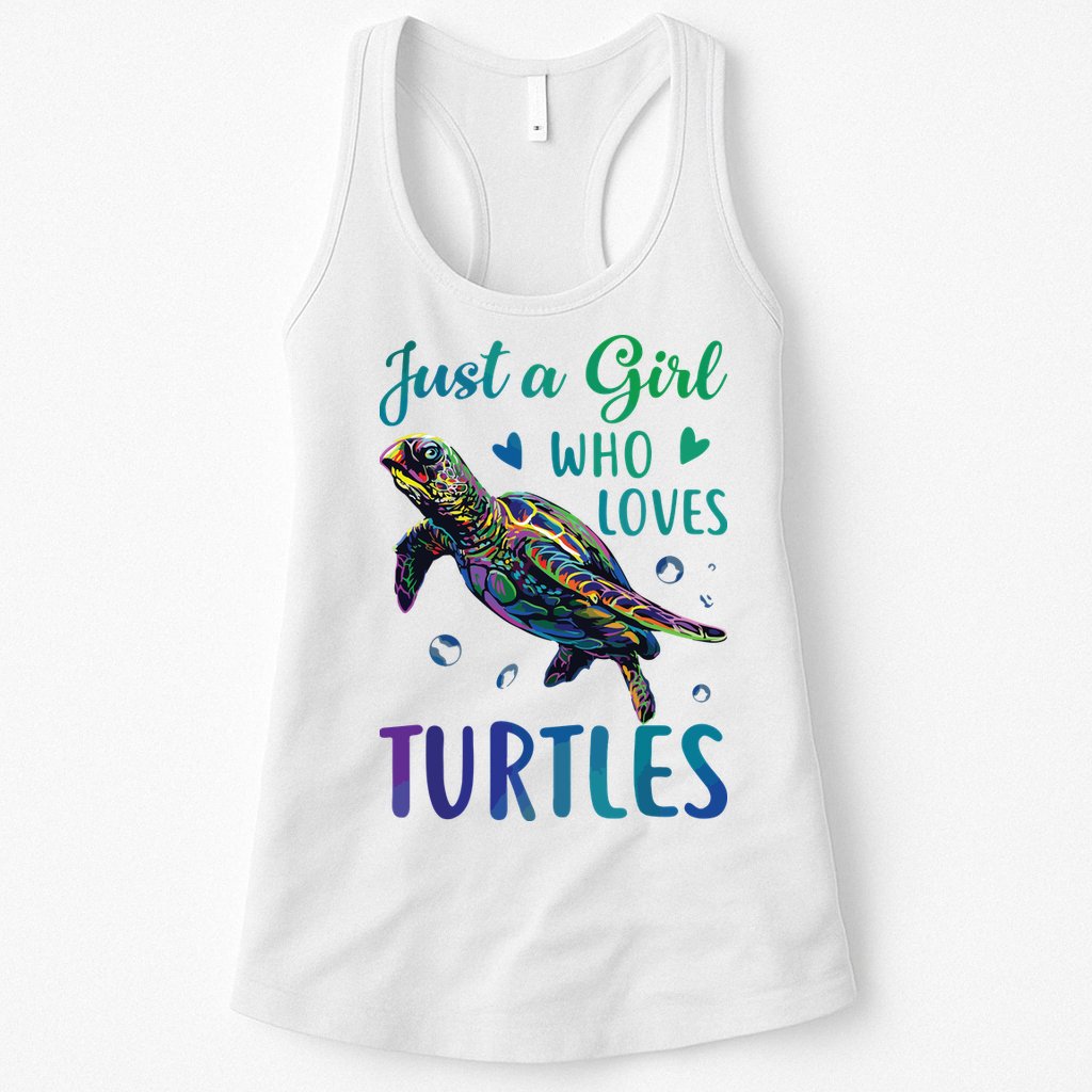 Just A Girl Who Loves Turtles Watercolor Sea Ocean Gift Womens Tank Top