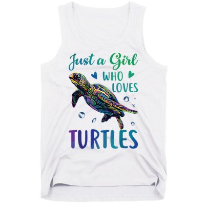 Just A Girl Who Loves Turtles Watercolor Sea Ocean Gift Tank Top