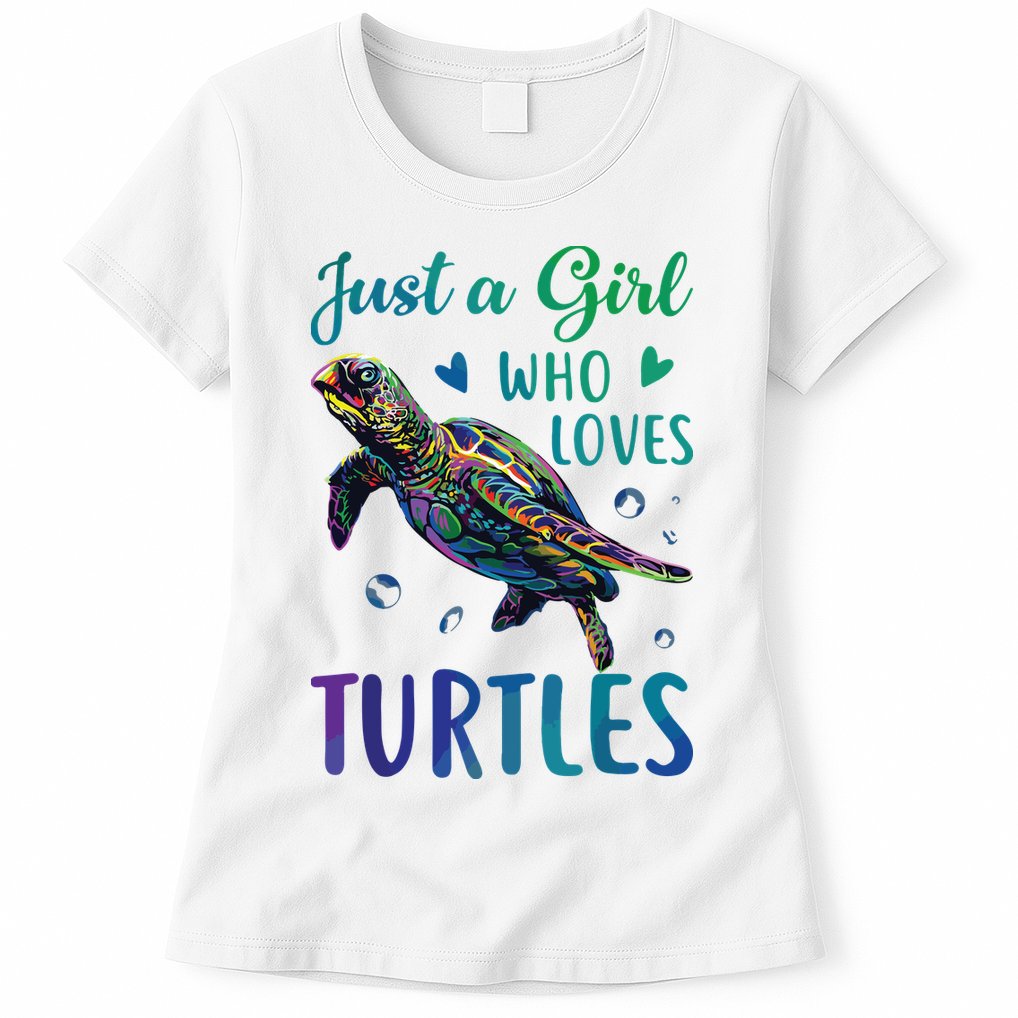 Just A Girl Who Loves Turtles Watercolor Sea Ocean Gift Womens T-Shirt