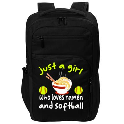 Just A Girl Who Loves Ramen And Softball Funny Softball Love Impact Tech Backpack