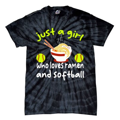 Just A Girl Who Loves Ramen And Softball Funny Softball Love Tie-Dye T-Shirt