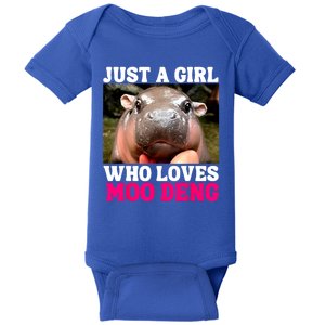 Just A Girl Who Loves Moo Deng Cute Baby Hippo Gift Baby Bodysuit