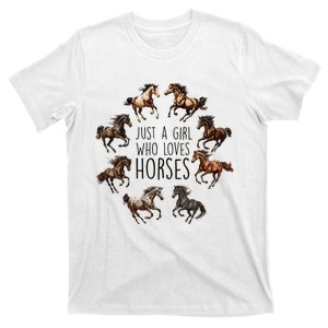 Just A Girl Who Loves Horses Horse Breeds Horseback Riding T-Shirt