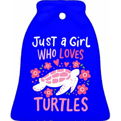 Just A Girl Who Loves Turtles Turtle Gift Ceramic Bell Ornament