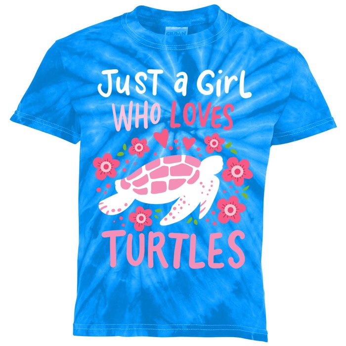 Just A Girl Who Loves Turtles Turtle Gift Kids Tie-Dye T-Shirt