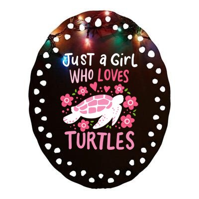 Just A Girl Who Loves Turtles Turtle Gift Ceramic Oval Ornament