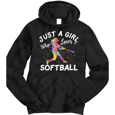 Just A Girl Who Loves Softball Tie Dye Hoodie
