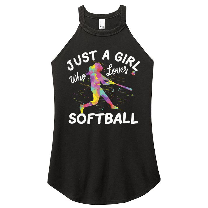 Just A Girl Who Loves Softball Women's Perfect Tri Rocker Tank