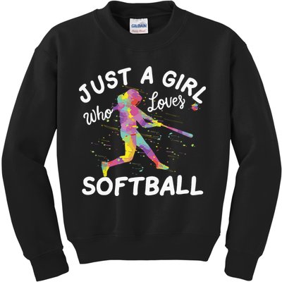 Just A Girl Who Loves Softball Kids Sweatshirt