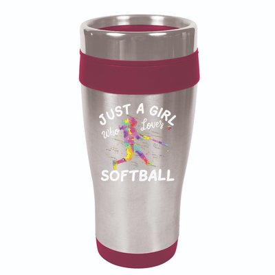 Just A Girl Who Loves Softball 16oz Travel Tumbler