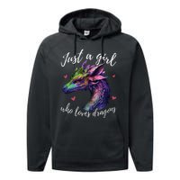 Just A Girl Who Loves Dragons Cute Dragon Watercolor Art Performance Fleece Hoodie