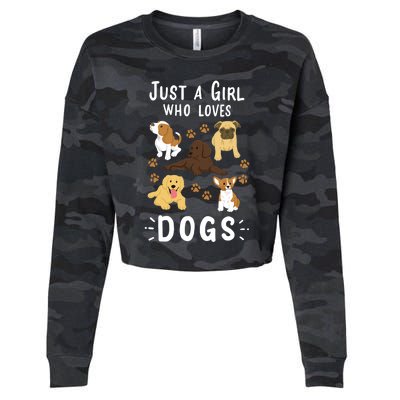 Just A Girl Who Loves Dogs Dog Lover Gift For Girls Gift Cropped Pullover Crew