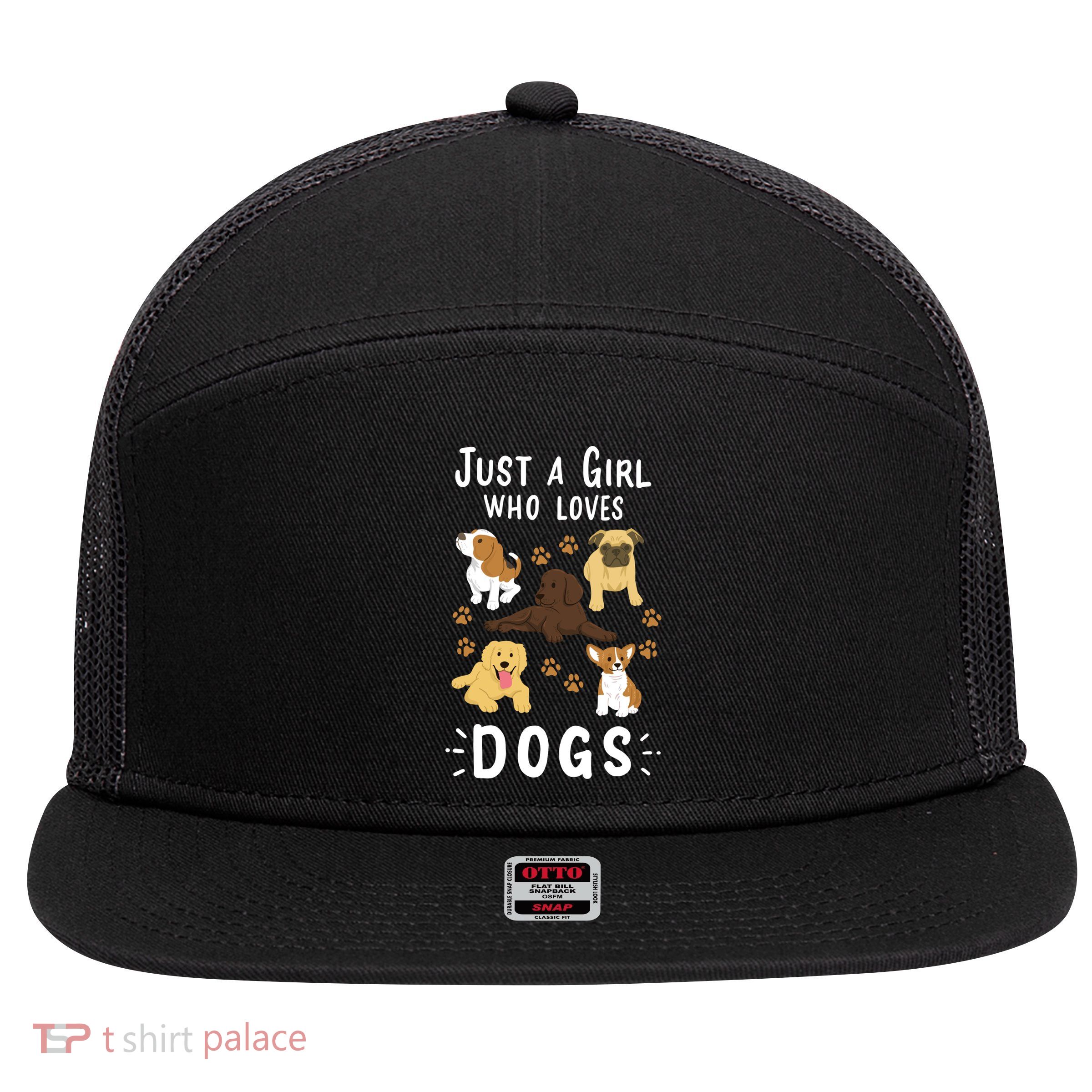 Just A Girl Who Loves Dogs Dog Lover Gift For Girls Gift 7 Panel Mesh Trucker Snapback Hat