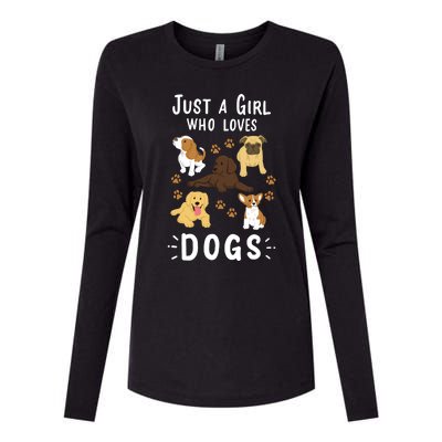 Just A Girl Who Loves Dogs Dog Lover Gift For Girls Gift Womens Cotton Relaxed Long Sleeve T-Shirt