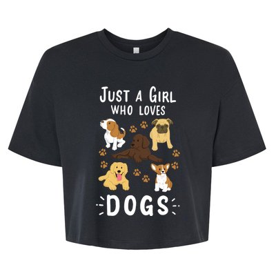 Just A Girl Who Loves Dogs Dog Lover Gift For Girls Gift Bella+Canvas Jersey Crop Tee