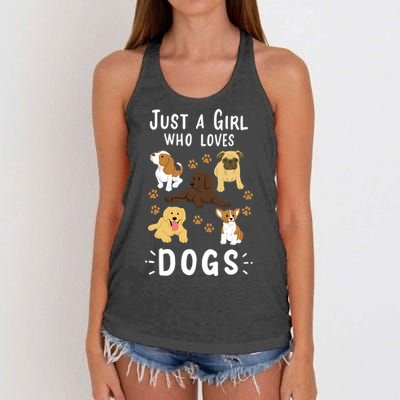 Just A Girl Who Loves Dogs Dog Lover Gift For Girls Gift Women's Knotted Racerback Tank