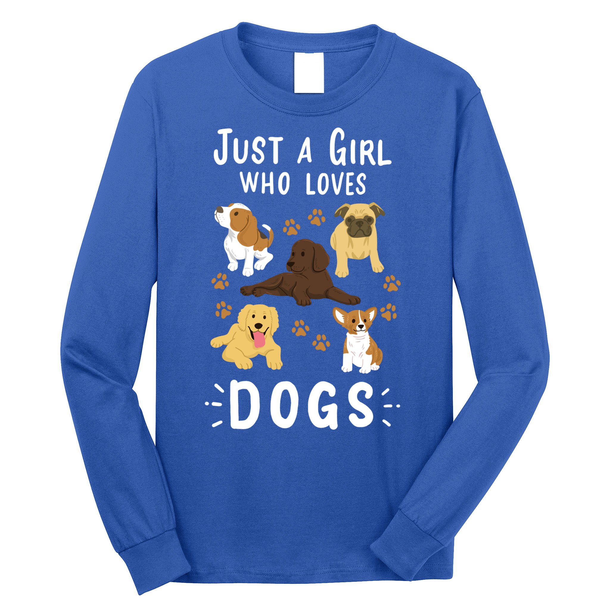 Just A Girl Who Loves Dogs Dog Lover Gift For Girls Gift Long Sleeve Shirt
