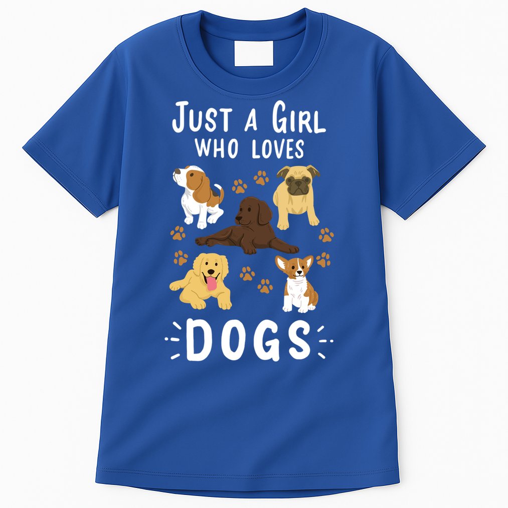 Just A Girl Who Loves Dogs Dog Lover Gift For Girls Gift Tall T-Shirt