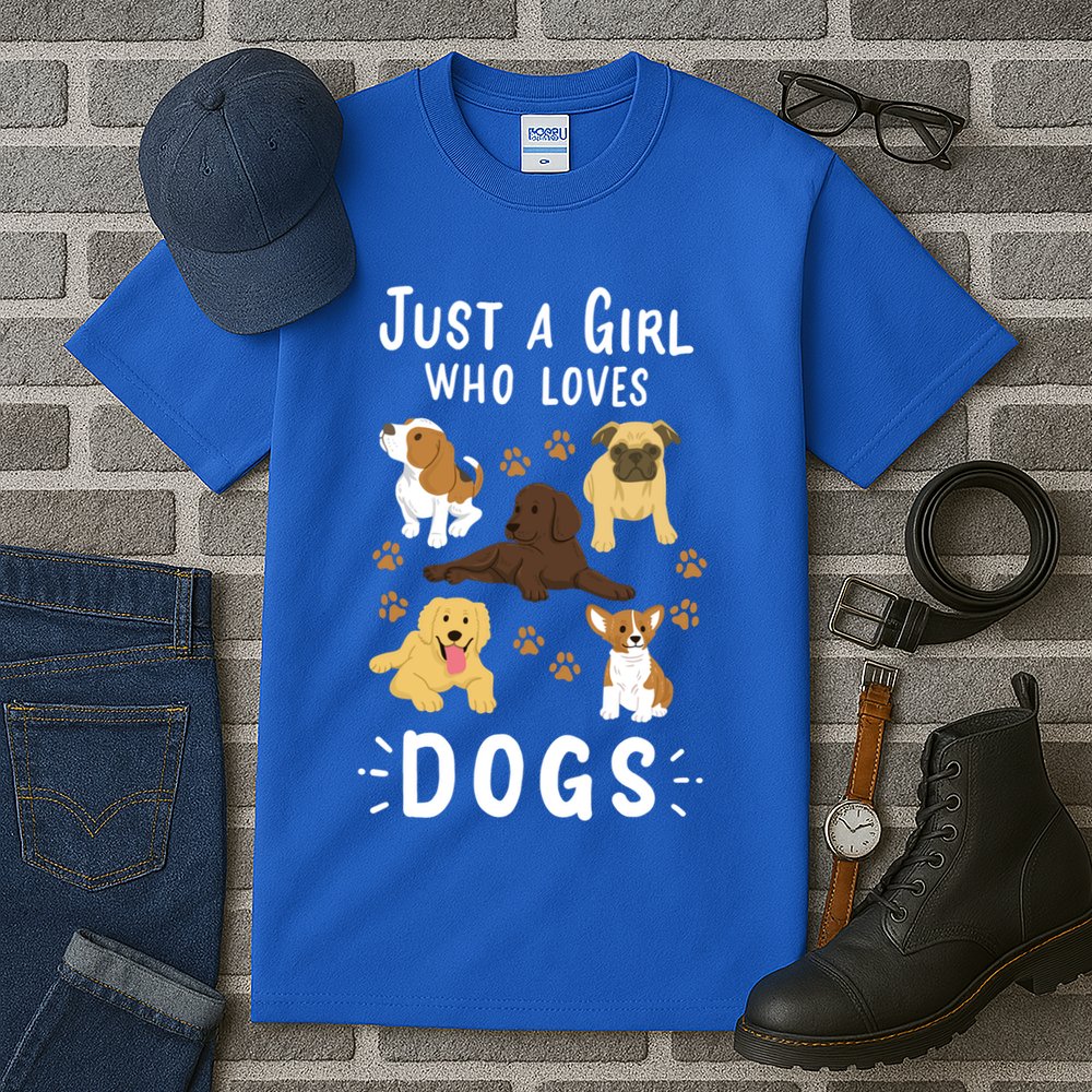 Just A Girl Who Loves Dogs Dog Lover Gift For Girls Gift Tall T-Shirt